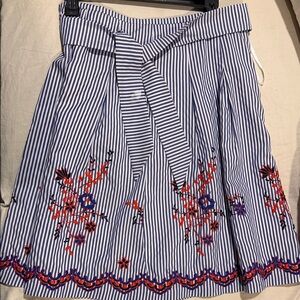 Nine West Blue Striped Skirt with Embroidery